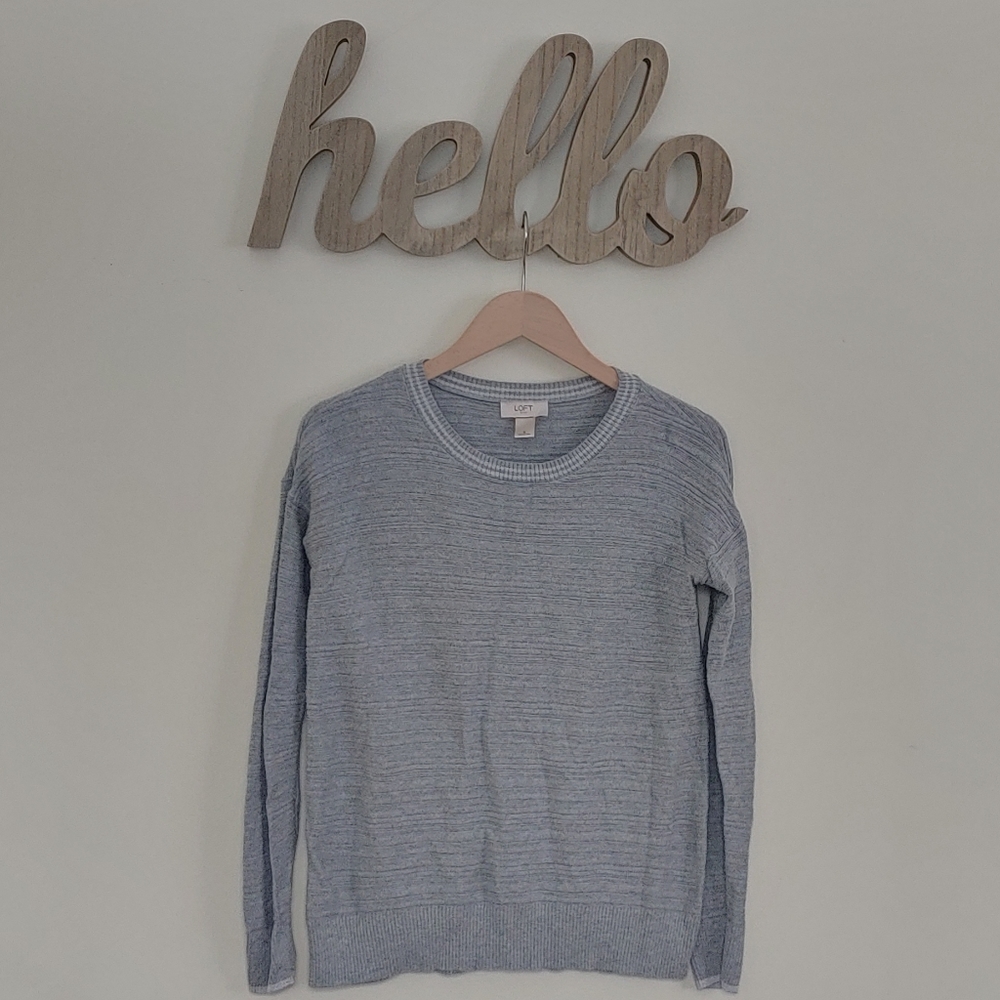 LOFT Outlet Gray/Silver Textured Sweater (S)